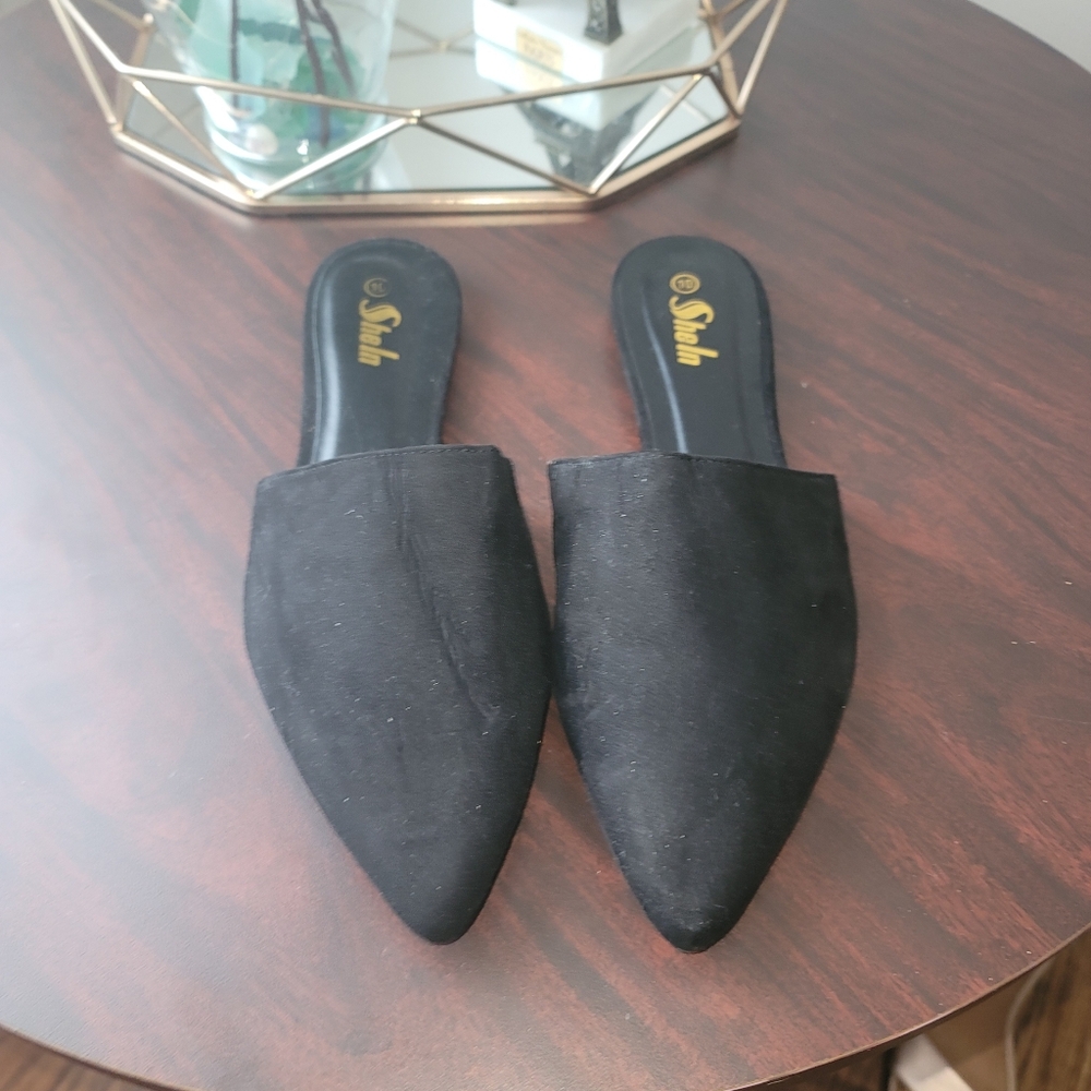 SHEIN Black Suede Mules